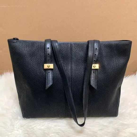DOONEY & BOURKE Large Rare Vintage METRO Tote Black Pebbled All Weather Leather - Picture 9 of 16